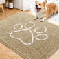 OLANLY Dog Door Mat for Muddy Paws 40x32, Paw Print Design, Absorbs Moisture and Dirt, Absorbent Non-Slip Washable Doormat, Quick Dry Chenille Mud Mat for Dogs, Entry Indoor Entryway Carpet, Beige