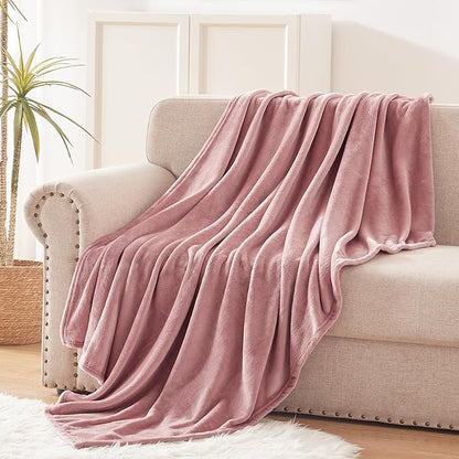 Exclusivo Mezcla Fleece Blanket King Size for Bed, Super Soft and Warm, All Season, Cozy, Plush, Lightweight, 90x104 Inches, Dusty Pink