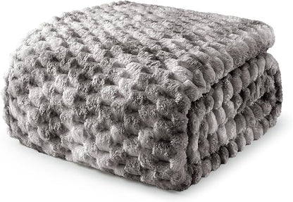 Exclusivo Mezcla Fleece Twin Blanket for Bed, Extra Large Fuzzy Tie-dye Grey Bed Blankets, Soft Cozy Plush Sofa Throws for All Seasons, 60x80 Inches