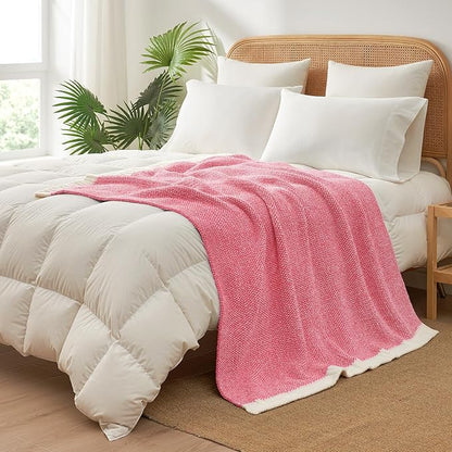 Snuggle Sac Hot Pink Throw Blanket for Couch, Pink Blanket Super Soft Microfiber Blankets Warm Cozy Knit Fuzzy Plush Lightweight Throws Gift for Women Girls, Hot Pink, 50x60 inches