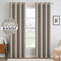 MIULEE Linen Curtains 90 Inches Curtains for Bedroom 100% Blackout Thermal Insulated Greige Curtains Grommet Room Darkening Drapes for Living Room Nursery 52x90 Inch (2 Panels)