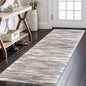 KOZYFLY Modern Abstract Kitchen Runner Rug, 2x6 Washable Rug Runner Non-Slip Soft Striped Hallway Runner Rugs, Grey Brown Print Carpet Runner for Entryway Bathroom Laundry Room Foyer