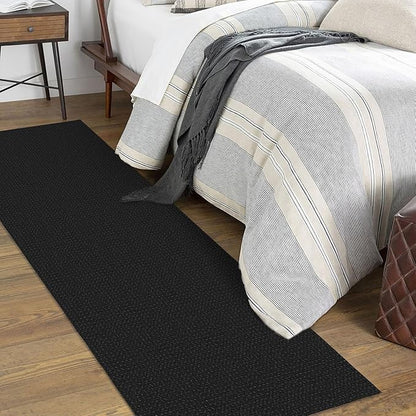 KOZYFLY Runners for Hallways 2x7 ft Washable Kitchen Runner Non Slip Rubber Backed Hall Runners Cotton Entryway Runner Rugs Floor Carpet for Indoor Backdoor Bedroom Kitchen, Black/Dark Grey