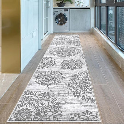 HEBE Hallway Runner Rug 2'8''x12' Washable Vintage Distressed Area Rugs Non Slip Laundry Rug Runner Boho Floor Carpet Runners for Hallways Entryway Laundry Room Kitchen Bathroom