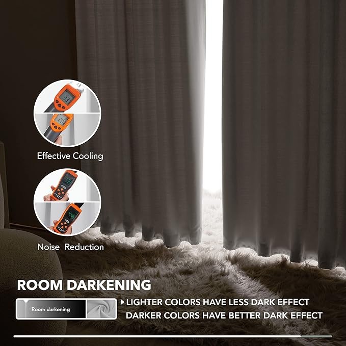 Deconovo Blackout Curtains, Thermal Insulated, W52 x L84 2 Panels, Back Tab, Machine Washable, Room-Darkening Drapes for Bedroom/Living Room Greyish White