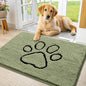Smiry Dog Door Mat for Muddy Paws, Absorbent Dirt Trapper Non Slip Quick Dry Washable Chenille Mat for Mud Dogs, Entry Rug for Indoor and Outdoor (36x24 Inches, Sage Green and Black)