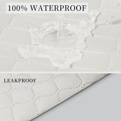 ISSUNTEX Double Protection 100% Waterproof Sofa Covers for Living Room, Couch Covers for 3 Cushion Couch Sofa, Reversible Furniture Protector Sofa Cover for Dogs, Pets, Kids (Sofa, Ivory/Ivory)
