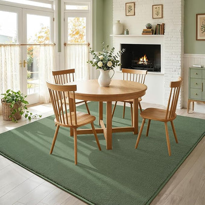 Amearea 5x5 Square Area Rugs for Bedroom Living Room, Sage Green Thickened Memory Foam Rug, Fluffy Indoor Washable Rugs Non Slip Minimalist Carpet for Kids Boys Girls Dorm Nursery Room Decor
