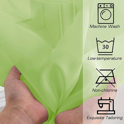 OWENIE Lime Sheer Curtains for Bedroom Living Room 90 Inches Long, Elegant Solid Light Filtering Window Curtain Panles, Modern Rod Pocket Lime Curtain, 2Pcs, Each 42" W x 90" L