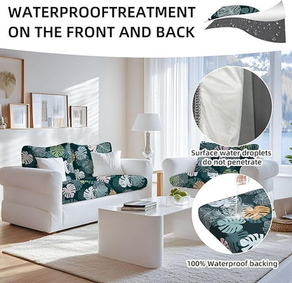 Outdoor Cushion Covers Set,8PCS Patio Furniture Couch Seat Slipcovers, Replacement for Sofa Sectional Chair(Cover，Only)
