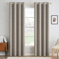 MIULEE Linen Curtains for Bedroom Solid 100% Blackout Thermal Insulated Greige Curtains Grommet Room Darkening Drapes for Living Room Nursery 52x72 Inch (2 Panels)