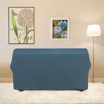 Easy-Going Stretch Loveseat Slipcover 1-Piece Sofa Cover Furniture Protector Couch Soft with Elastic Bottom for Kids Polyester Spandex Jacquard Fabric Small Checks (Loveseat, Bluestone)
