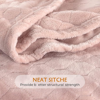 TOONOW Fleece Blanket Super Soft Cozy Throw Blanket 50" x 60", Lightweight Fuzzy Comfy Textured Flannel Blanket Winter Warm Plush Throw Blankets for Couch, Sofa, Bed, Light Pink