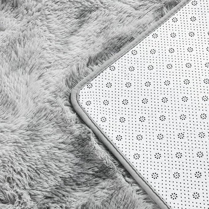 Large Shag Area Rugs 8 x 10, Tie-Dyed Plush Fuzzy Rugs for Living Room, Ultra Soft Fluffy Furry Rug for Bedroom, Indoor Carpet Nursery Rugs for Kids Room Home Decor, Light Grey
