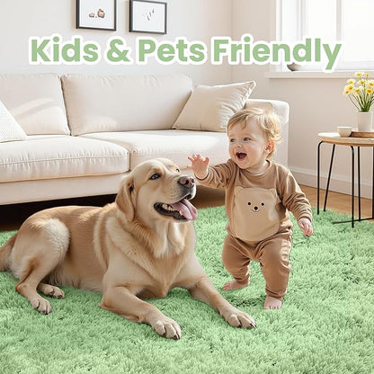 4x6 Area Rugs for Living Room Rug: Soft Fluffy Shag Mint Green Rugs for Bedroom, Non-Slip Large Fuzzy Plush Rug Indoor Floor Carpet for Nursery Kids Boys Girls Room, Dorms, Playroom, Modern Home Decor