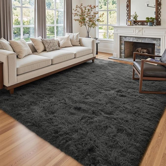 6x9 Ft Large Shag Rugs for Living Room Decor, Ultra Soft Fluffy Furry Area Rugs for Bedroom Indoor Floor, Aesthetic Carpet for Kids Home (Grey)