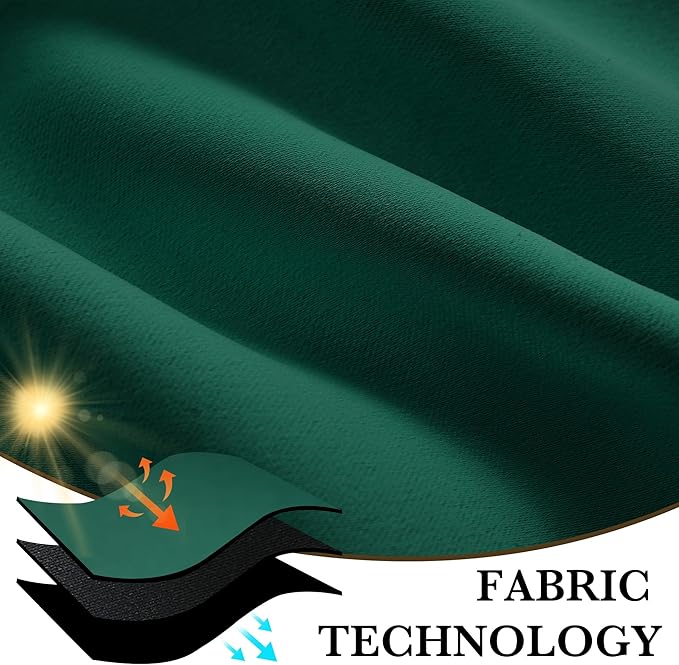 RYB HOME 100% Blackout Short Curtains for Small Window, Thermal Insulated Total Room Darkening Noise Reducing Curtains for Basement Bathroom Basement, 29 inches Wide by 45 inches Long, Dark Green