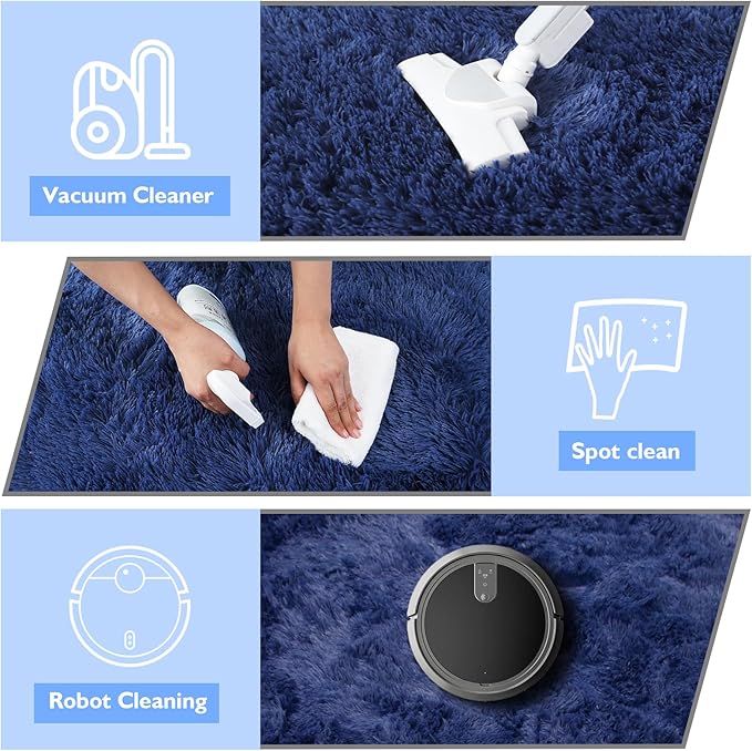 yulidayang Blue Fluffy Round Area Rugs for Bedroom,3ft Shag Circle Area Rugs for Living Room,Non Slip Fuzzy Plush Rug for Kids Room Boys Girls Room and Dorm Home Decor Rug