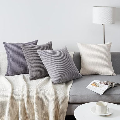 Topfinel Decorative Throw Pillow Covers Cushion Cases, Set of 4 Soft Velvet Modern Double-Sided Designs, Mix and Match for Home Decor, Pillow Inserts Not Included (24x24 inch, Grey)