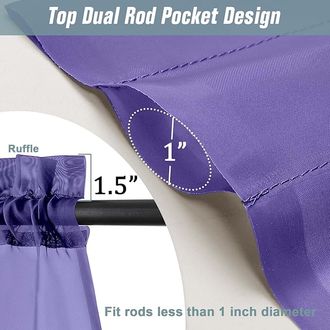 Purple Sheer Curtains for Window 96 Inches Long 2 Panels Set, Soft Airy Light Filtering Voile Sheer Curtains for Living Room Bedroom, Dual Rod Pocket Elegant Window Drapes, 2x42Wx96L Inches