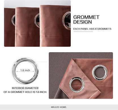 MIULEE Elegant Velvet Curtains Dusty Rose Pink Grommet Curtains Black Out Thermal Insulated Soundproof Room Darkening Blackout Drapes for Girl & Lady Living Room/Bedroom Decor 96 Inch Length 2 Panels