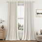 Guken Cream 100% Blackout Linen Curtains 108 Inch Length 2 Panels Set for Living Room Bedroom Back Tab Thermal Insulated Black Out Drapes Room Darkening Farmhouse Window Curtains 52x108