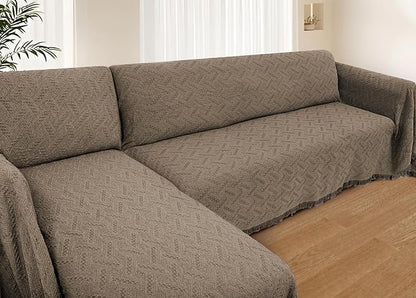HOMERILLA Sectional Couch Covers for Sectional Sofa L Shaped Sofa Cover Blanket 2 Pieces L Shape Furniture Protector for Pets Dogs(Taupe, Large)