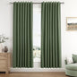 Guken Olive Green 100% Blackout Curtains 72 Inch Length 2 Panels Set for Living Room Bedroom Back Tab Thermal Insulated Black Out Linen Drapes Room Darkening Window Curtains 72 Inches Long
