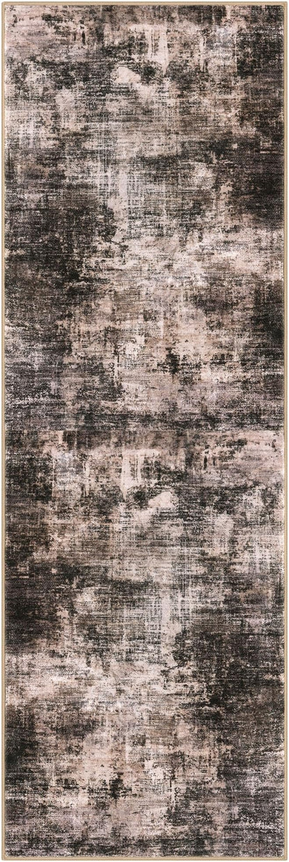 IOHOUZE Abstract Runner Rug 2x6 Ft Washable Runners for Hallways, Non Slip Kitchen Runner Printed Faux Wool Entryway Runner Indoor, Modern Abstract Floor Carpet for Hall Kitchen Bedroom, Brown/Rust