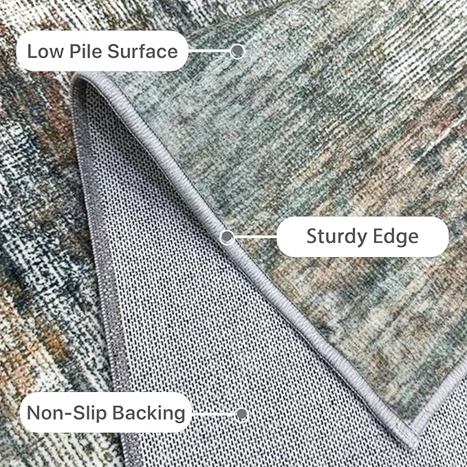 Area Rugs 8x10 for Living Room Bedroom, Modern Abstract Machine Washable Rug, Large Soft Low Pile Floor Cover with Non Slip Backing for Dining Room, Ash Gray Brown