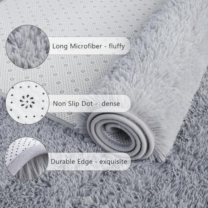 Chicrug Soft Runner Rugs for Bedroom Living Room Plush Fluffy Rug 3x10 Feet, Shag Furry Area Rug Carpet Non Shedding for Nursery Children Kids Girls Room Home Decorative, Grey