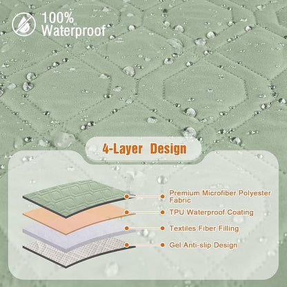 VANSOFY Waterproof Recliner Couch Covers, Sofa Covers 1-Piece Washable Reclining Sofa Cover Non-Slip Furniture Protector with Elastic Straps Pocket for Dogs, Pets(Light Green,3 Seater)