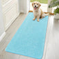 OLANLY Dog Door Mat for Muddy Paws 70x32, Absorbs Moisture and Dirt, Absorbent Non-Slip Washable Doormat, Quick Dry Chenille Mud Mat for Dogs, Entry Indoor Entryway Carpet for Inside Floor, Blue