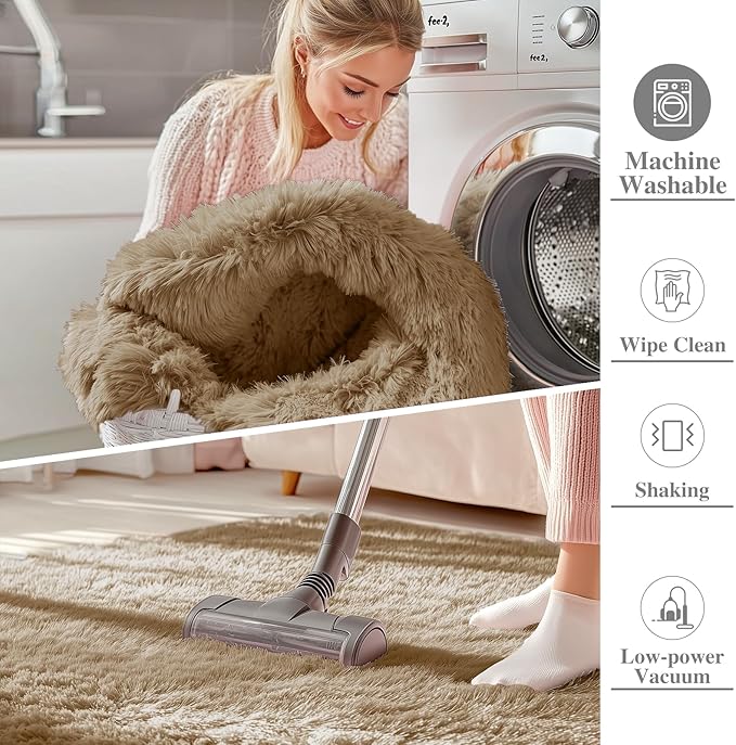 OLANLY Area Rugs for Living Room Bedroom, Machine Washable 4x5.9 ft Soft Fluffy Shaggy Bedside Rug, Indoor Floor Carpet for Kids Girls and Boys, Dorms, Nursery Rooms, Home Decor Aesthetic, Taupe