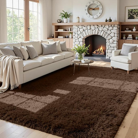 5x7 Area Rugs for Living Room Rug: Soft Fluffy Shag Brown Rugs for Bedroom, Non-Slip Large Fuzzy Plush Rug Indoor Floor Carpet for Nursery Kids Boys Girls Room, Dorms, Playroom, Modern Home Decor