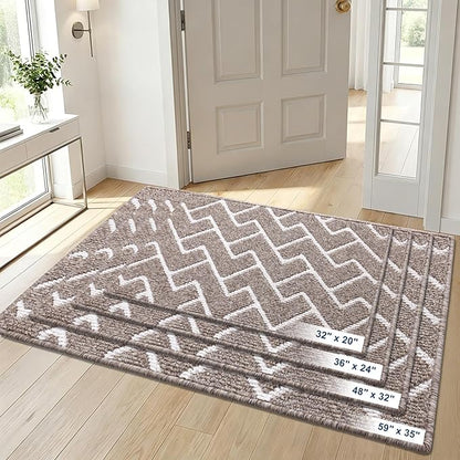 OLANLY Front Door Mat, Non-Slip Rubber Backing, Dirt Resistant and Absorbent, Washable, Easy to Clean Low-Profile Indoor Doormat for Back Door, Entryway, Inside Entrance, 40x32, Khaki