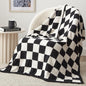 EXQ Home Checkered Throw Blanket, Knitted Blankets with Checkerboard Grid Pattern, Soft Cozy Fluffy Throw for Couch Bed Sofa, Warm Fuzzy Plaid Blanket for All Seasons,Black, 50"×60"
