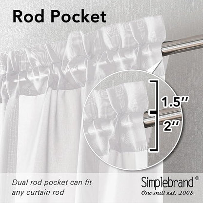 Simplebrand Sheer White Curtains 120 Inches Long, Extra Long Rod Pocket Solid Color Window Sheer Curtain Panels, Elegant Curtains & Drapes for Living Room, Bedroom 2 Panels (White, 59" W x 120" L)