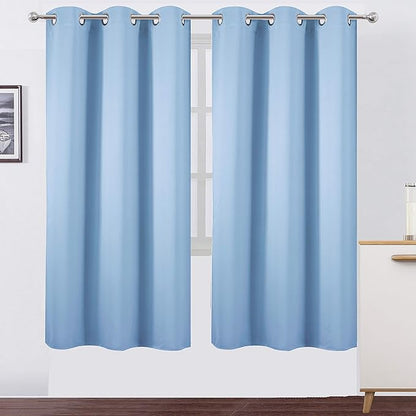LEMOMO Sky Blue Thermal Blackout Curtains/42 x 72 Inch/Set of 2 Panels Room Darkening Curtains for Bedroom
