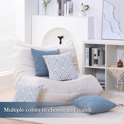 HPUK Decorative Throw Pillow Covers Set of 4 Couch Pillows Accent Cushion Cover for Couch Sofa Living Room, 20"x20" inches, Blue