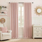 RYB HOME Pink 100%Blackout Linen Curtains for Girl's Room W52 x L96, Thermal Insulated &Privacy Assurd Curtains for Bedroom/Nursery/Living Room, Rod Pocket&Back Tab Drapes Boho Vintage Style, 2 Panels