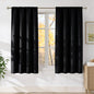 NICETOWN Black Faux Linen Room Darkening Rod Pocket Curtains 63 inch Length, W42 x L63, Light Blocking Thermal Insulated Noise Reducing Drapes for Bedroom Living Room Farmhouse Decor, 2 Panels