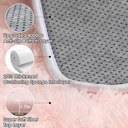 ONASAR Pink Rugs for Bedroom Girls, Fluffy 4x6 Soft Plush Fuzzy Shaggy Kids Area Rug, Cute Indoor Floor Carpet for Teen Boys Dorm Nursery Bedside Home Living Room Decor Aesthetic