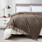 BOURINA Brown Throw Blanket 50 x70 Inches Jacquard Argyle Throw Textured Solid Soft Throws and Blankets for Sofa or Bed Knitted Decorative Blanket