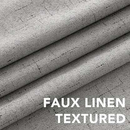 H.VERSAILTEX Linen Curtains 100% Blackout Curtains for Bedroom 102 inch Long Full Light Blocking Nature Linen Blended Window Curtains for Living Room Nickel Grommet (2 Panels, Dove Gray)