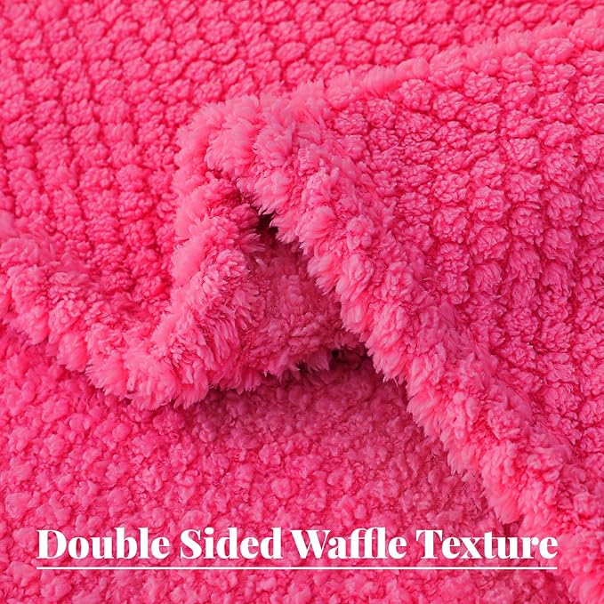 Whale Flotilla Extra Large Fuzzy Fleece Throw Blanket for Couch, 50x70 Inch Fluffy Warm Soft Jacquard Blankets for All Season, Lightweight and Cozy, Hot Pink