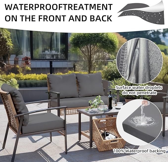 12Pcs Outdoor Cushion Covers, Patio Cushion Covers,Stretch Elastic Slipcovers, Replacement Washable & Reusable Furniture Protector for Patio Couch (Grey,Cover Only)