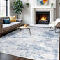 IOHOUZE Abstract Area Rugs 6x9 Ft Washable Rugs for Living Room, Non Slip Dining Room Rug, Printed Faux Wool Rugs for Bedroom, Floor Carpet for Office Nursery Playroom, Light Blue Grey