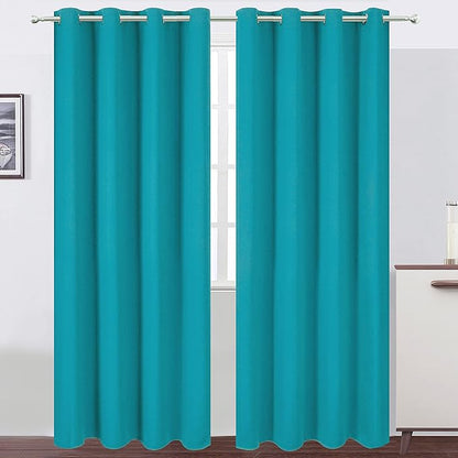 LEMOMO Blackout Curtains 66 x 84 inch/Teal Curtains Set of 2 Panels/Thermal Insulated Room Darkening Bedroom Curtains
