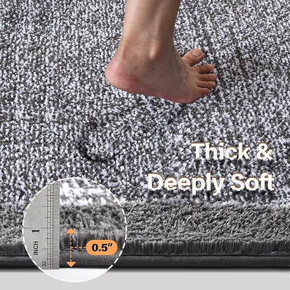 Bathroom Rugs 24x17 Non Slip Washable, Grey Bath Mat for Bathroom Floor Tub, Soft Absorbent Quick Dry Mats for Shower, Bathtub,Home Decor